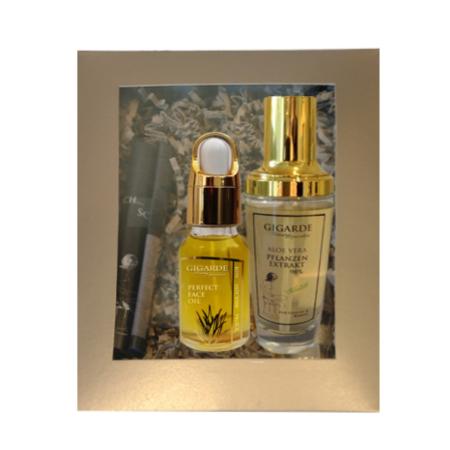 Aloe Vera Pflanzenextrakt & Perfect Face Oil – veganes Pflegeset mit 98 % Aloe Vera & Vitamin E, 2-teilig